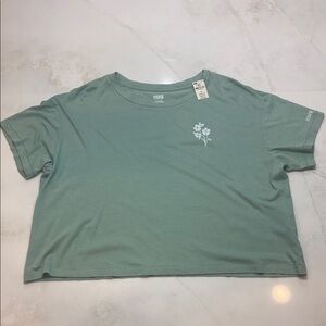PINK Victoria's Secret Sage Green Cropped Tee with White Floral